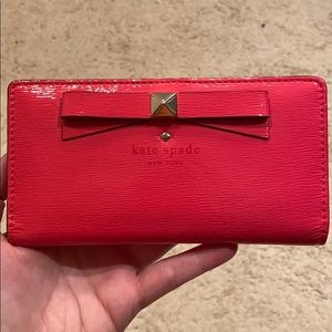 Bright Pink Patent Kate Spade Snap Close Wallet